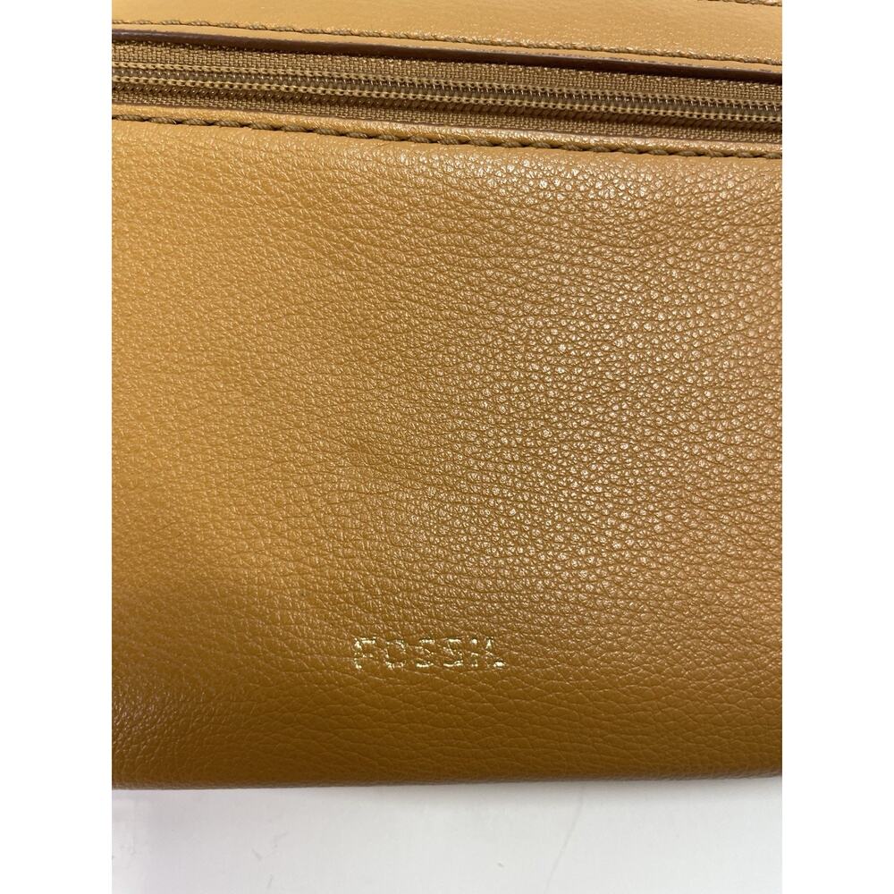 Fossil Wristlet Wallet Brown Zip Multipocket 3D Flower Faux Leather Clutch - Picture 7 of 9